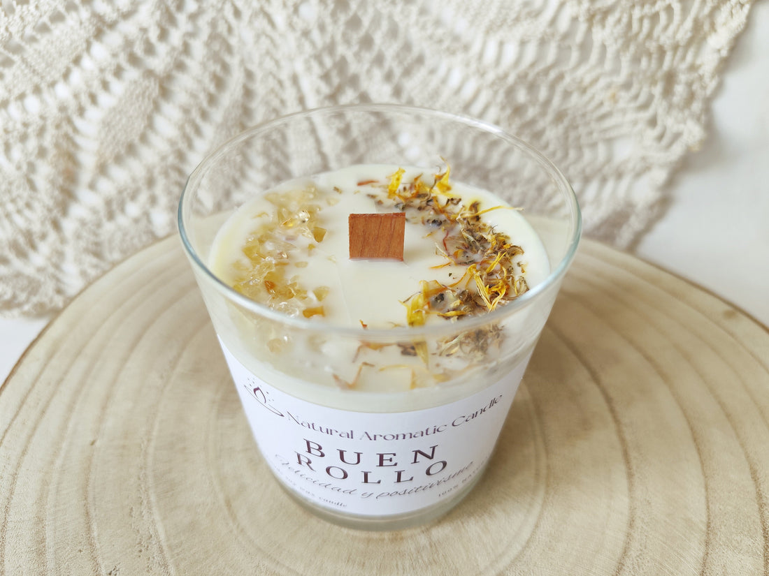 Vela aromatica de soja buen rollo, vela para animarte el dia