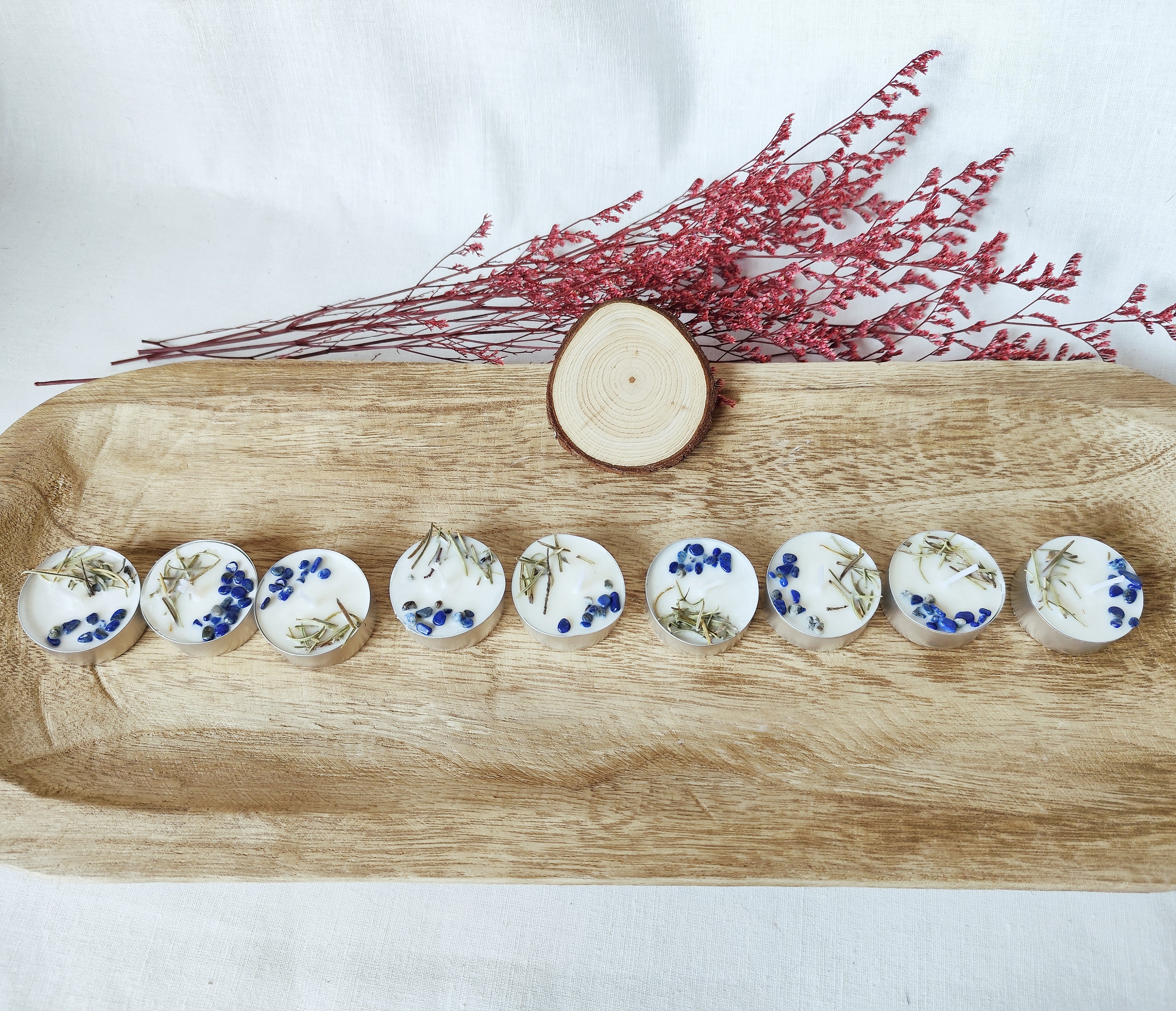 Set de 9 Velas de Té “Focus” con Posavasos – Enfoque y claridad en pequeños momentos