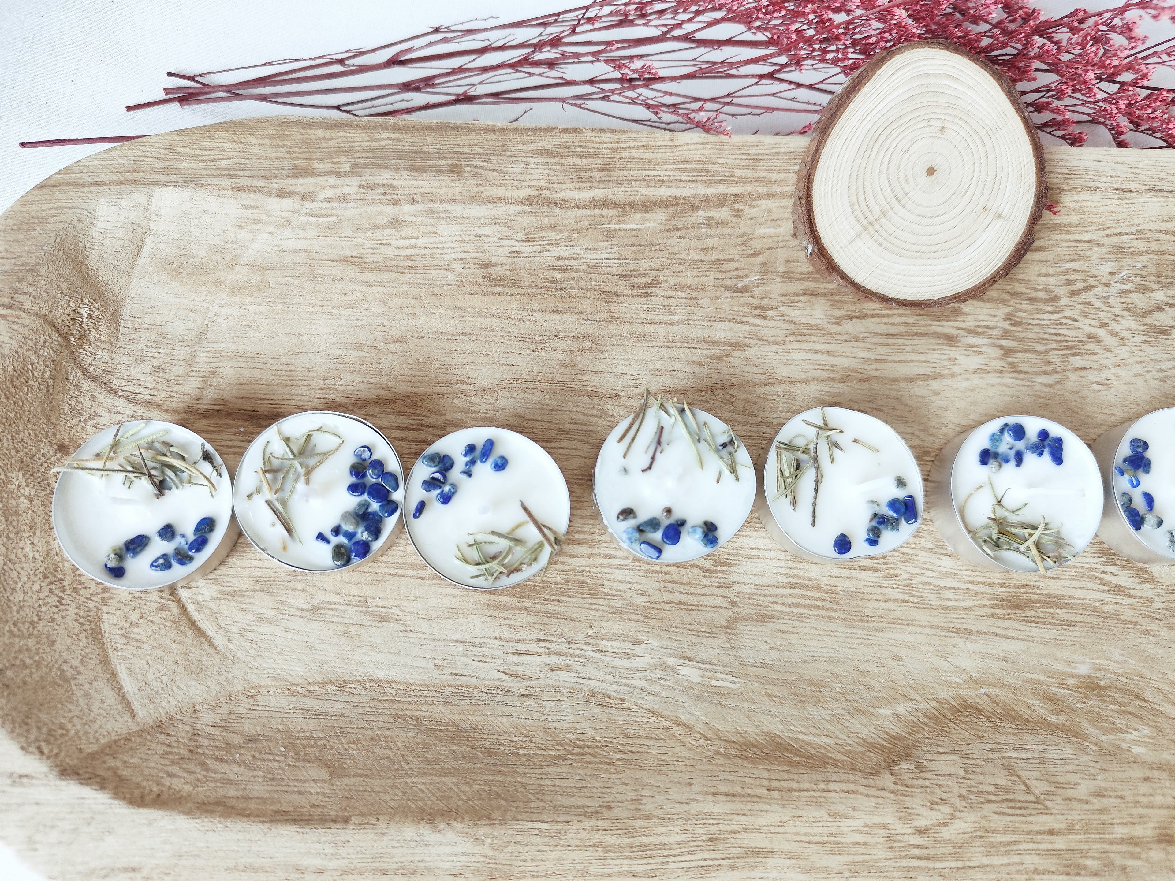 Set de 9 Velas de Té “Focus” con Posavasos – Enfoque y claridad en pequeños momentos