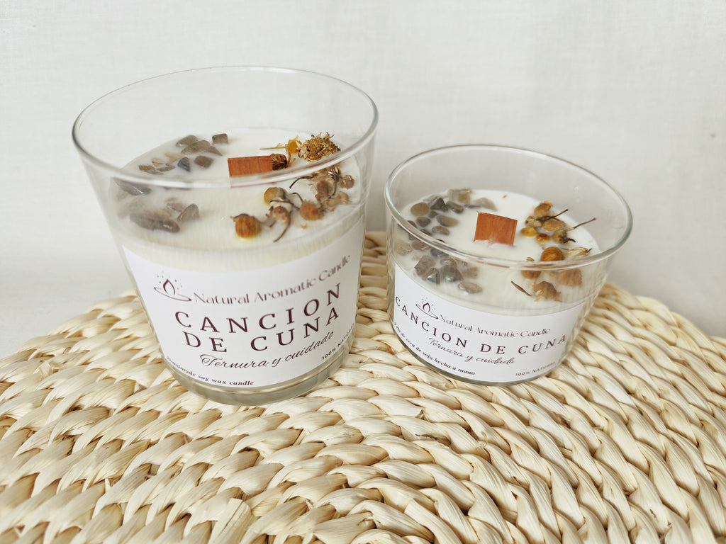 Vela aromática dulce con notas de vainilla, musk y ámbar para un ambiente acogedor