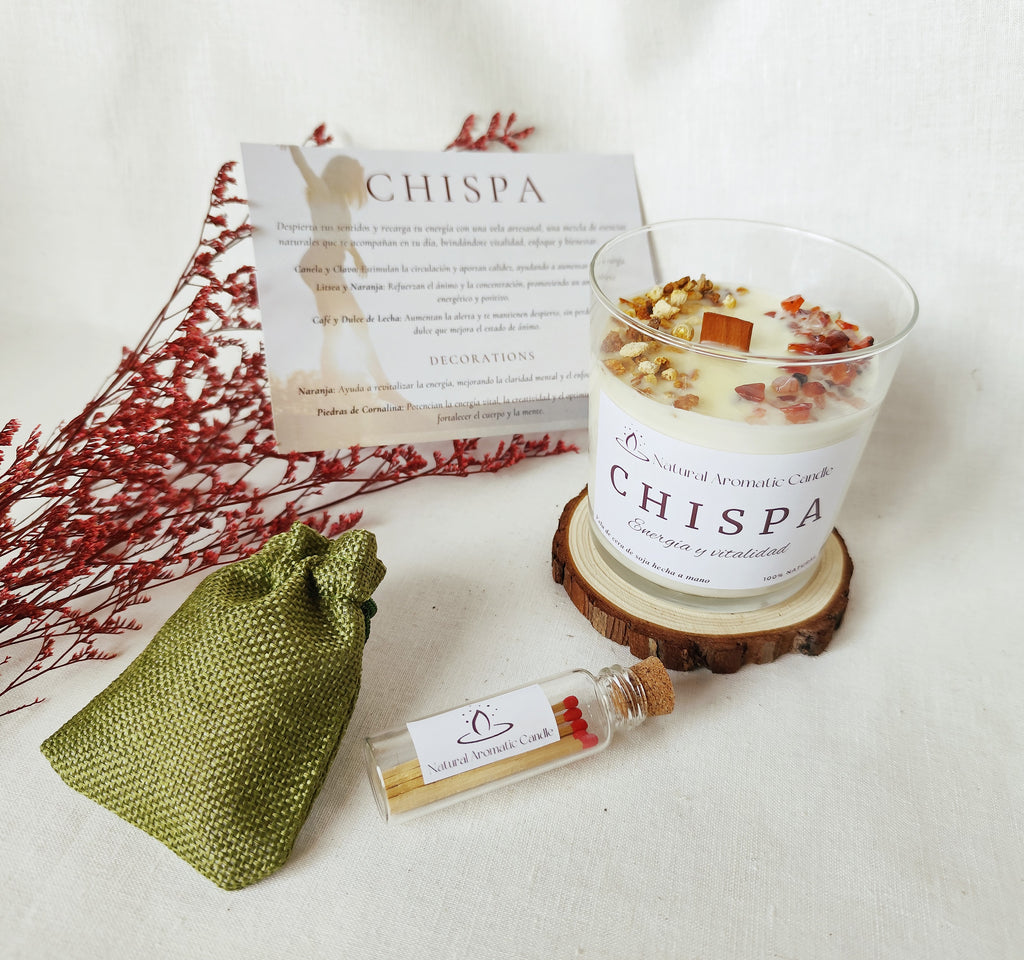 ela natural hecha a mano con esencia energética y diseño artesanal elegante.