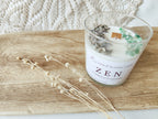 Vela aromática decorativa ideal para meditación y relajación con salvia seca y aventurina verde
